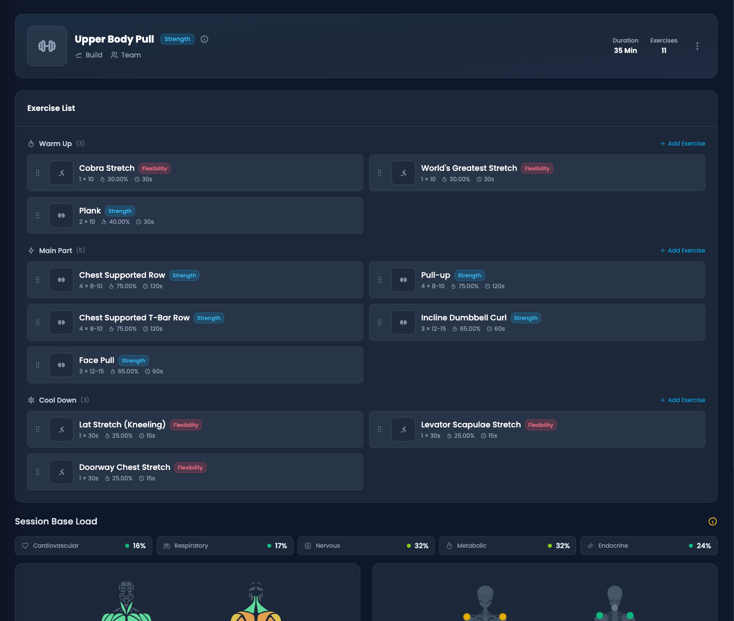 Training Planning Screenshot